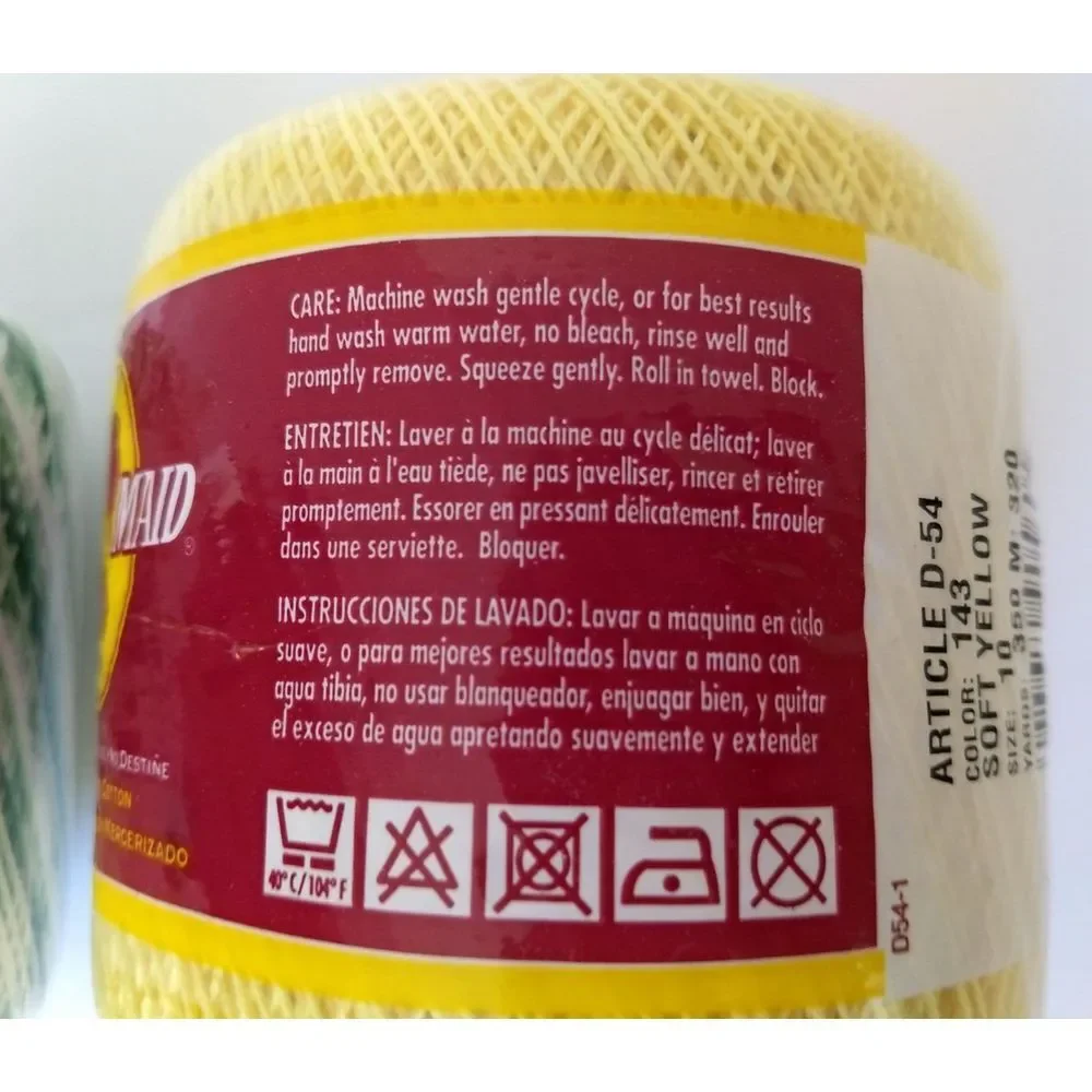 2 South Maid 100% Mercerized Crochet Cotton Colorfast Shaded Green & Soft Yellow